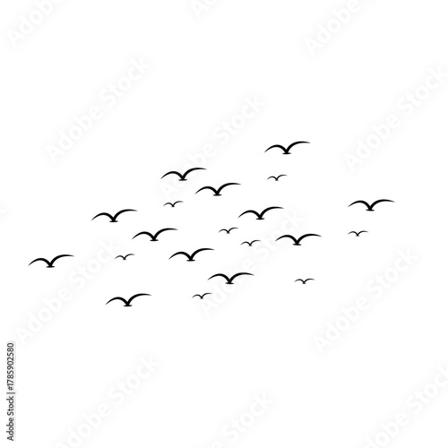 A peaceful scene of migratory birds flying across distant mountains, symbolizing journey, exploration, and connection with the natural world.
