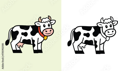 Cute Cartoon Cow Farm Illustration