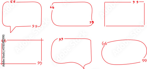 hand drawn six blank speech bubbles as dialogue or chat bubbles quote box sketch text box vector illustration  