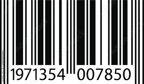 A flat vector close-up of a generic black and white barcode (EAN or UPC) with accompanying numbers.