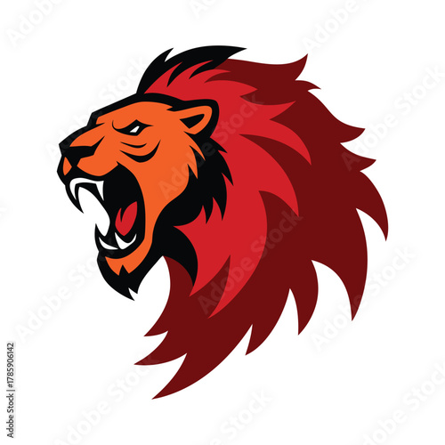 Hyperrealistic fierce lion roaring with dramatic dust effect