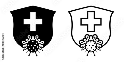 Medical Shield with Virus Protection Icons