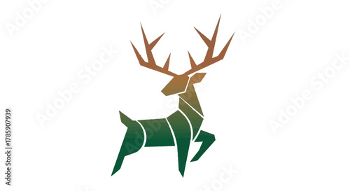 Stunning origami deer silhouette with elegant gradient, perfect for nature, wildlife, or branding projects seeking a modern, artistic touch.