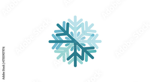 Stunning abstract snowflake design in cool blue tones evokes winter freshness and crispness for seasonal branding and projects