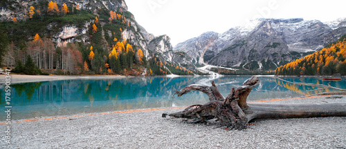Fantastic autumn landscape on Lake Braies