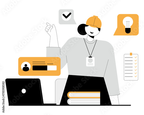 Efficient Freelancer or Project Manager Illustration Concept