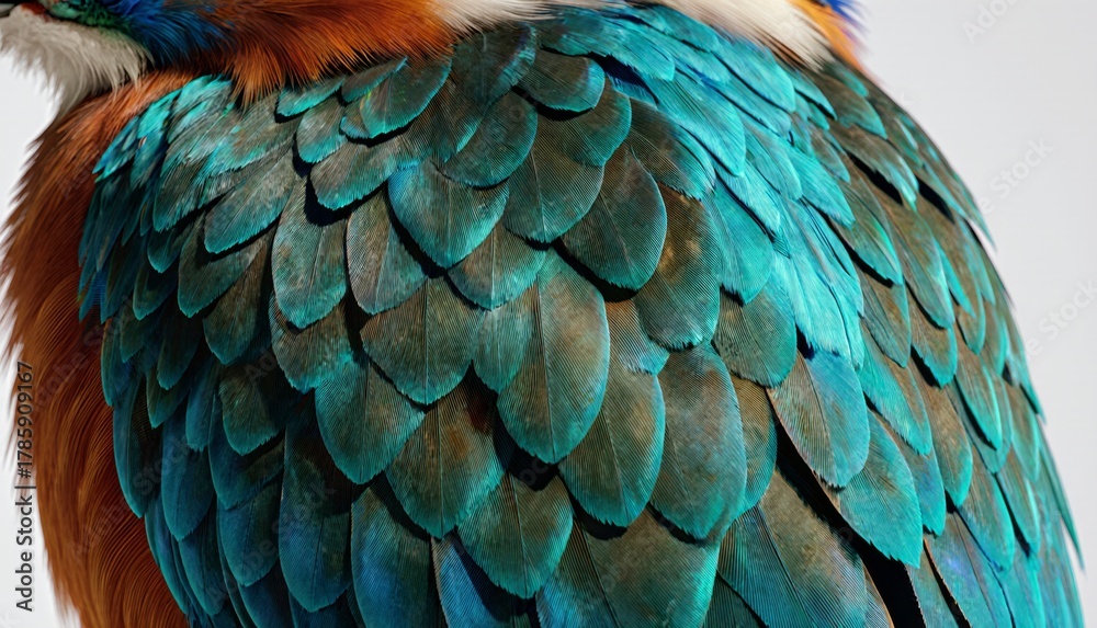Obraz premium Vivid feathers of a colorful bird showcasing nature's beauty in intricate detail and vibrant hues