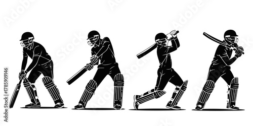 Cricket Player Silhouette Poses A Dynamic Representation of the Sport's Key Actions