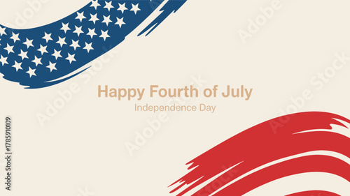 Abstract patriotic brush stroke design with stars and stripes representing the american flag in a silhouette style for fourth of july celebrations