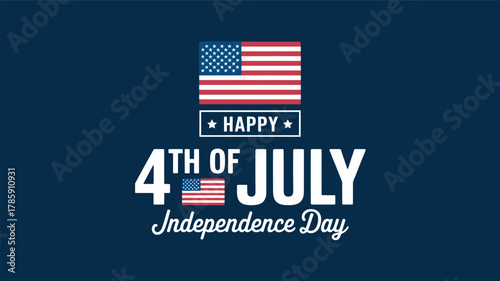 Happy 4th of july independence day celebration with american flag and patriotic text silhouette