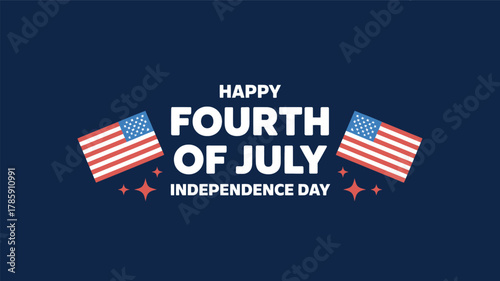 Happy fourth of july independence day celebration with american flags and stars silhouette