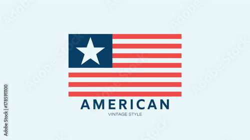 Stylized american flag with a single white star and red stripes on a blue background representing patriotism and national pride silhouette