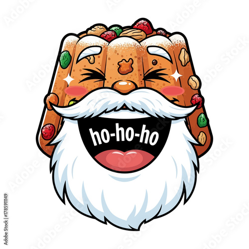 A whimsical santa claus jelly, featuring a jolly face with a white beard and a cheerful hohoho, perfect for holiday fun