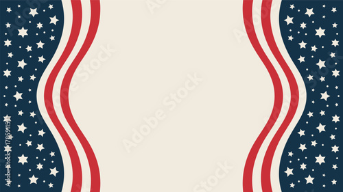 Abstract american flag inspired background with wavy red and white stripes and blue starry silhouette pattern for patriotic themes silhouette
