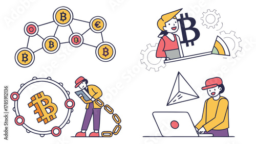 Cryptocurrency and blockchain technology concepts