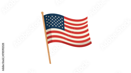 Waving american flag silhouette on a white background symbolizing patriotism and freedom silhouette