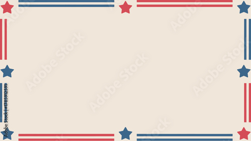 Festive patriotic border design with red white and blue stripes and stars creating a decorative frame silhouette