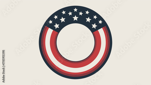 Oval shaped silhouette of the number zero decorated with the american flag pattern stars and stripes patriotic symbol