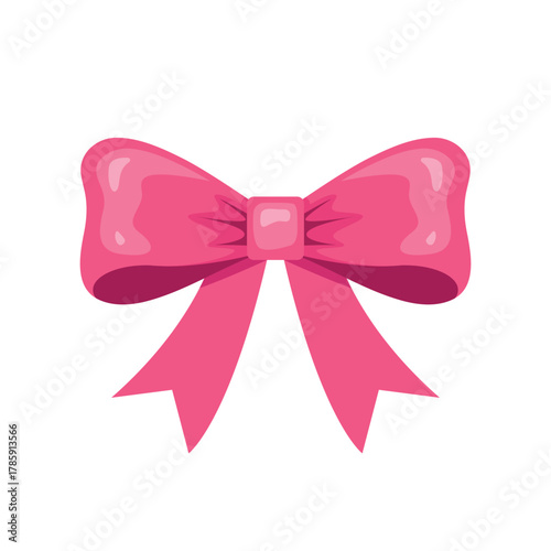 Pretty pink bow vector isolated on white background. Pink gift bow icon design