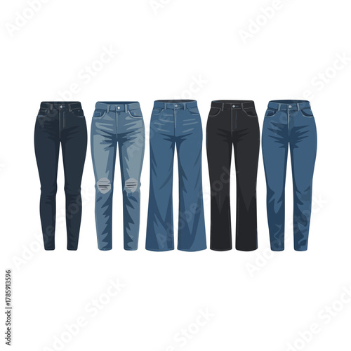 Isolated a modern girl jeans pant vector art with white background.