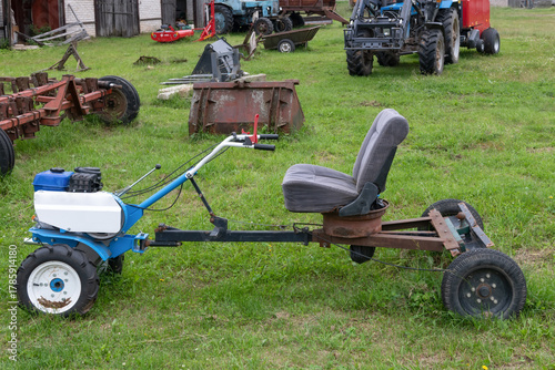 Bild auf Leinwand A small agricultural tillerblock with homemade finishing