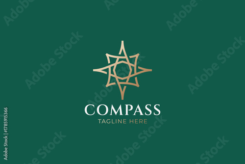 Linear Star Compass Logo Abstract Emblem Luxury Brand Identity for Elegant Business Company