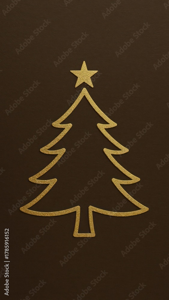 Obraz premium Elegant golden Christmas tree silhouette mobile wallpaper