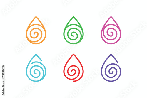 Inner Power Abstract Concept Logo with Spiral and Water Drop Sign Symbol Linear Icon