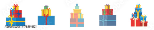 Gift Stacks Modern Flat Vector Illustration Holiday Collection Minimalist