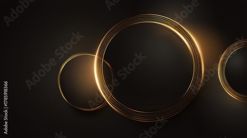 This image features an artistic arrangement of glowing rings on a dark background, showcasing creative illumination and abstract shapes.