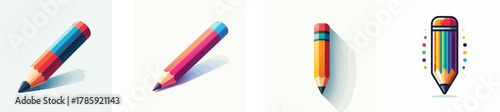 A colored pencil, flat design, minimalist, white background