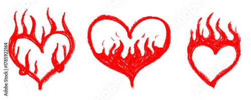 Heart In Flames Crayon Chalk Drawing Doodle PNG Transparent
