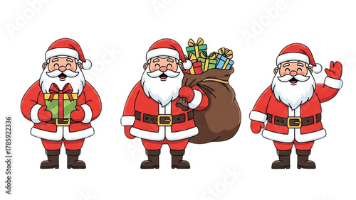 Festive Santa Claus Collection Joyful Illustrations for Christmas Cheer and Holiday Greetings