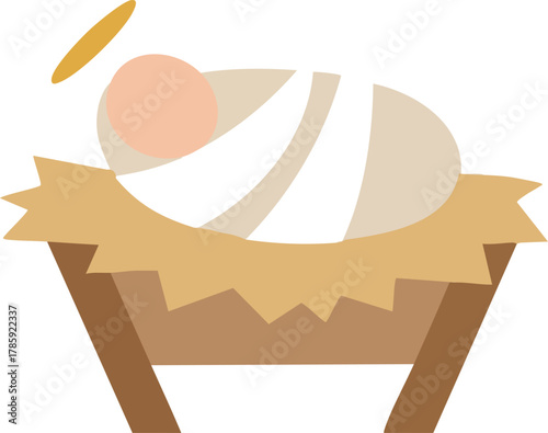 jesus baby on Straw cradle manger character vector illustration design