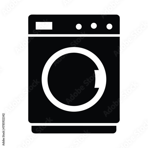 Washing machine front load appliance laundry machine household appliance washer vector icon design
