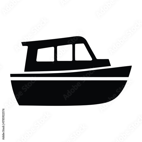Illustration of a black motorboat yacht vector image for boating and maritime enthusiasts design needs