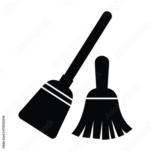 Find cleaning brooms and brushes vector illustration for house cleaning and sweeping needs today