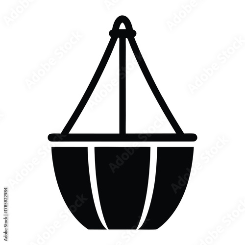 Hanging plant basket vector illustration, flower pot container for home decor and gardening needs