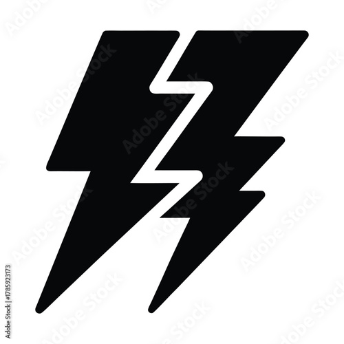 Lightning bolt vector illustration, electric discharge icon, thunder symbol, energy flash design