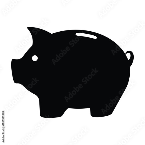 Black piggy bank vector illustration for savings, finance, and investment concepts design asset