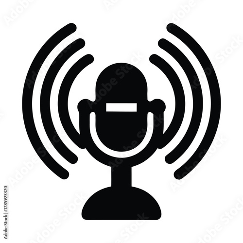 Podcast microphone vector icon for audio recording, broadcast, and voice over projects online use