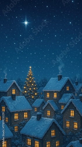 Wallpaper Mural Cozy winter village night mobile wallpaper Torontodigital.ca