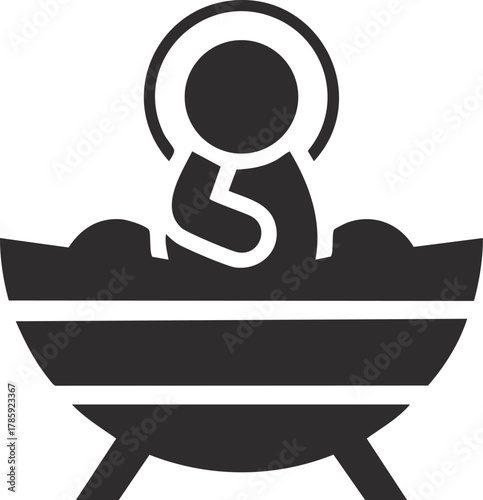 jesus baby on Straw cradle manger character vector illustration design