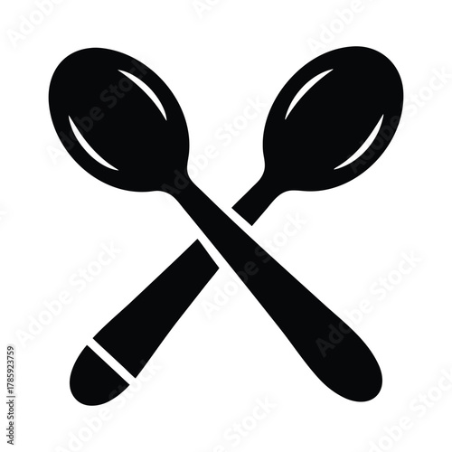 Crossed spoons icon vector illustration, kitchen utensils, silverware flat design for cooking blog