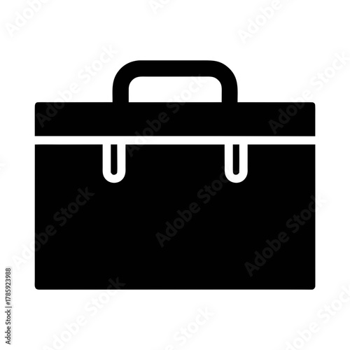 Black briefcase vector icon for business and finance professionals, office document case design element