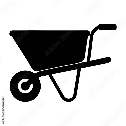 Find black wheelbarrow for gardening and construction projects simple vector illustration tool for yard work