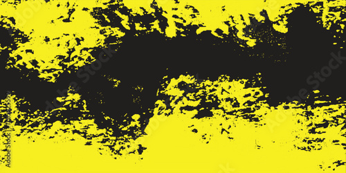 A striking grunge background showcases splattered yellow and black paint, creating a visually interesting texture with abstract shapes and bold color contrasts