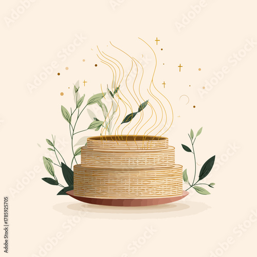 A flat vector illustration of a steamer basket for cooking food