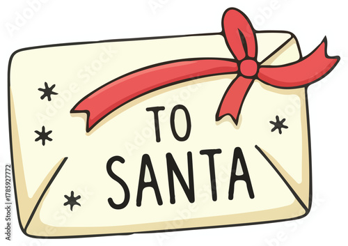 Christmas letter to Santa vector illustration isolated