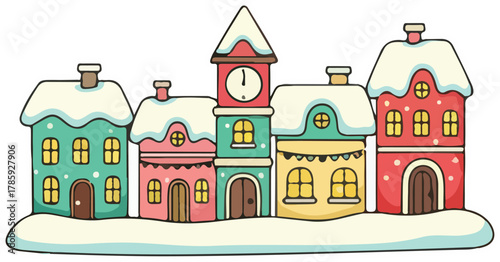 Christmas Houses A Festive Village Vector Illustration